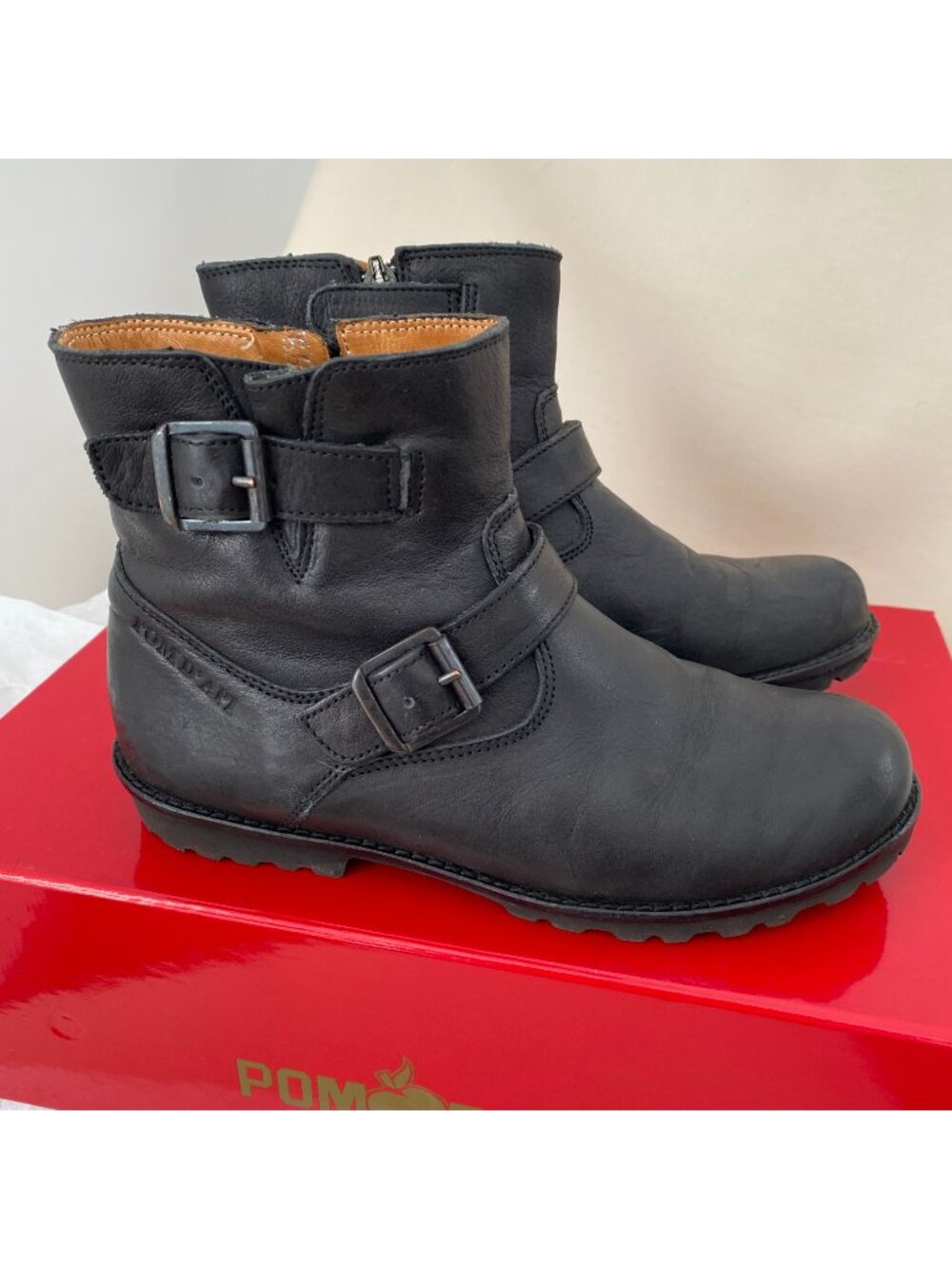 ** KIDS ** Pom D'Api Black Leather "Roadster" Boots, size 30